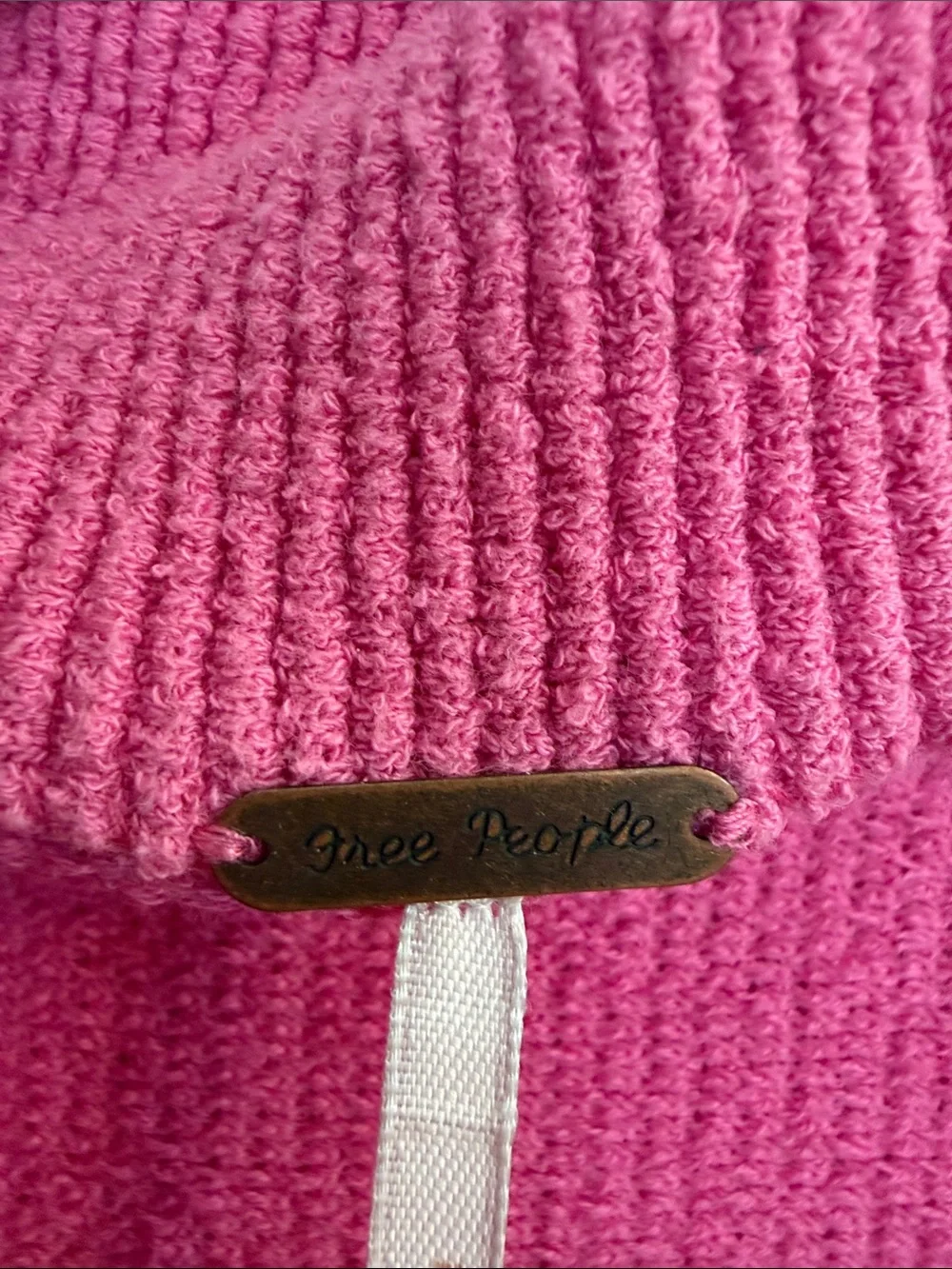 Free People Hot Pink Cowl Neck Sweater